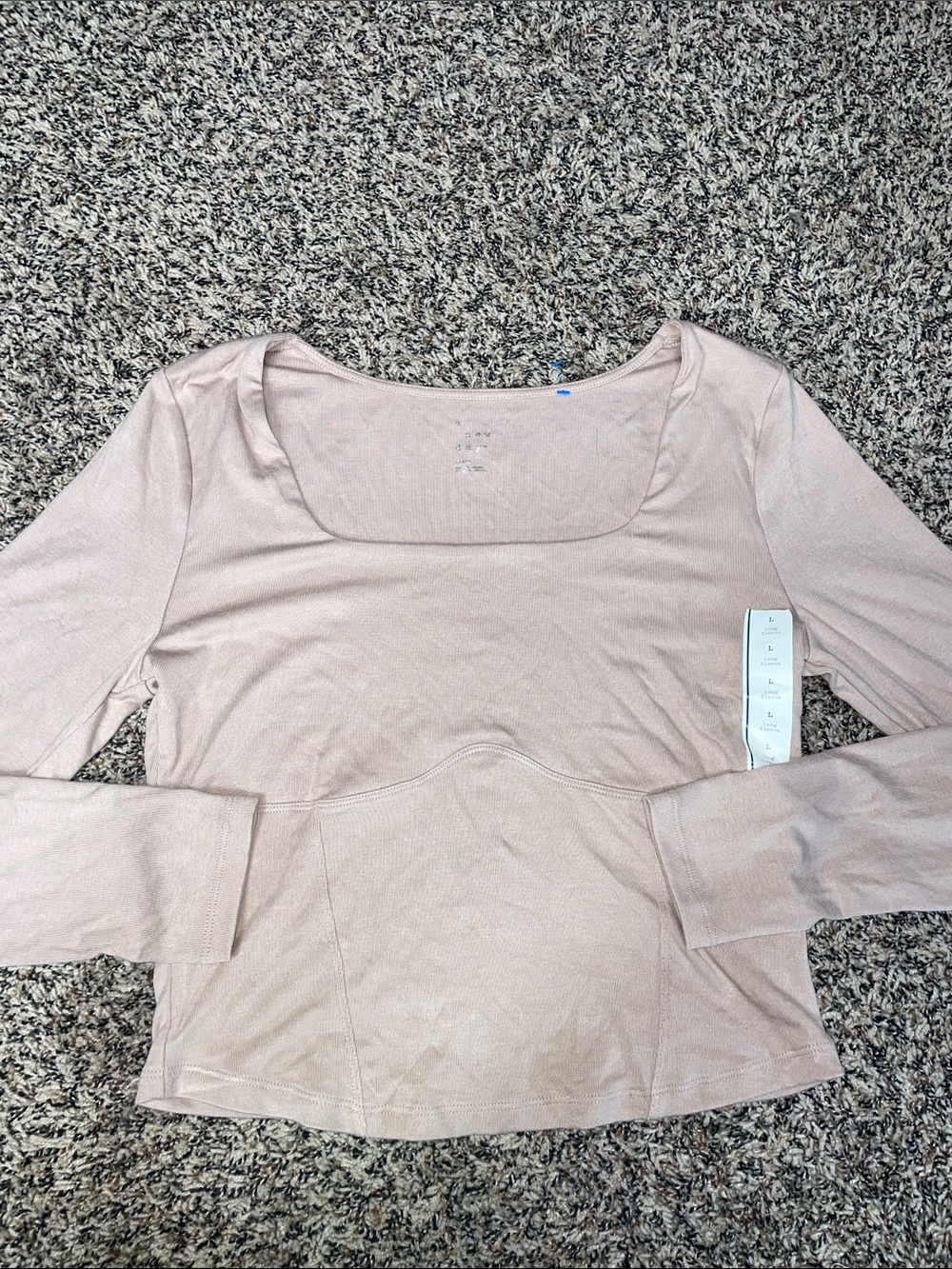 Long Sleeve Scoop Neck Women's Top in Blush Pink L A New Day NWOT